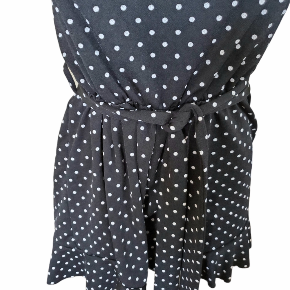 Plus Size Spaghetti Strap Romper Jumpsuit Black & White Polka Dot Size 1X - Picture 5 of 5